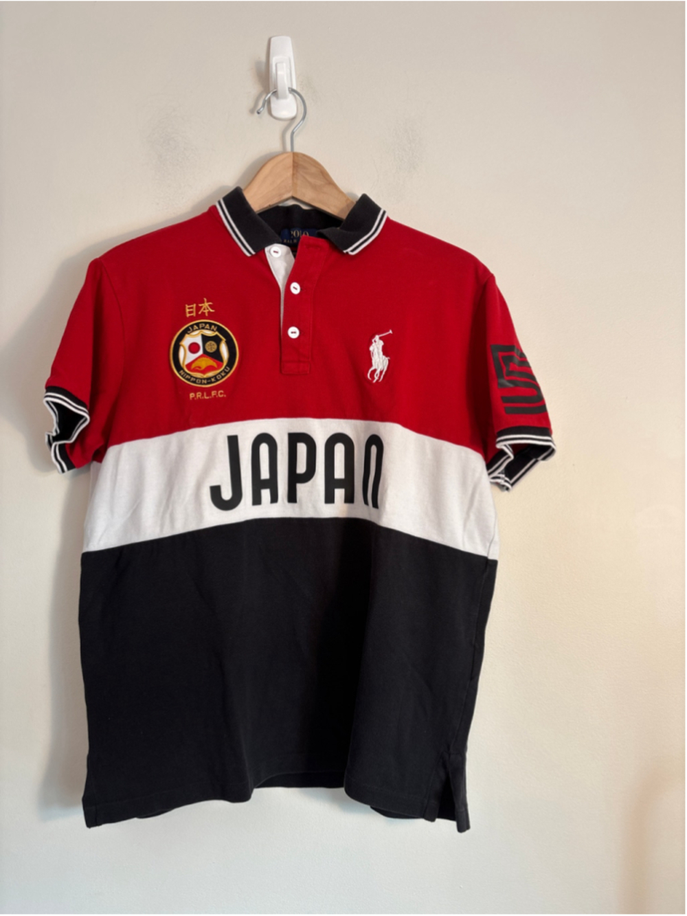 Polo Ralph Lauren Japan Polo Shirt Mens Size L Red White Black Preppy - Picture 5 of 10